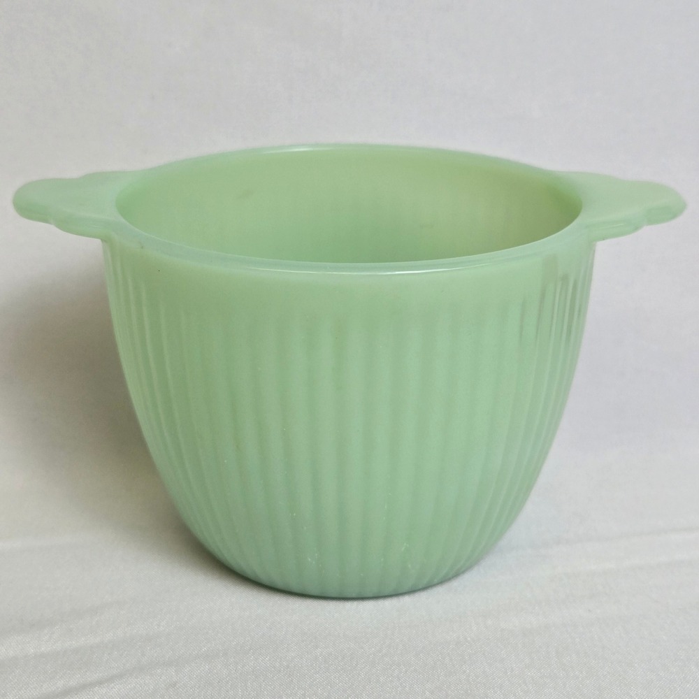 Fire King Jadeite Sugar Bowl Jane Ray Green Ribbed Pattern Vintage MCM